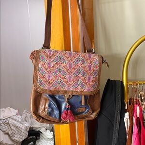 The Sak Multicolor Crossbody Bag with Brown and Blue Accents